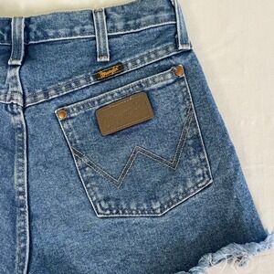 Wrangler W Pocket Denim Shorts Womens Sz 29 Jorts Blue High Waist Western
